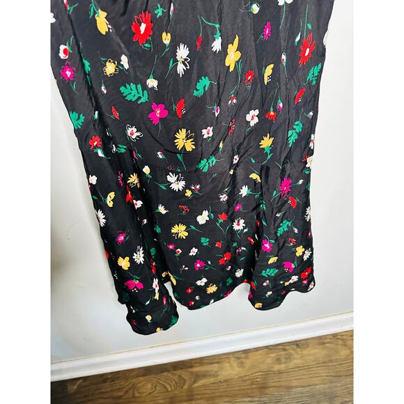 POLO RALPH LAUREN Black Floral 100% Silk Nime Midi Dress Size 8 - Picture 7 of 16